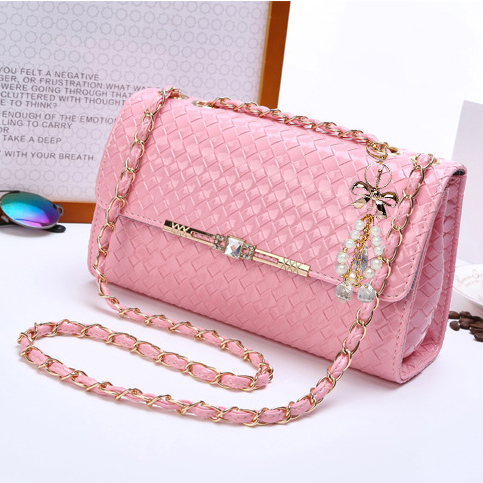 [HCM]Túi Đeo Chéo Khóa T20 Caro Da Bóng Màu Hồng Phấn