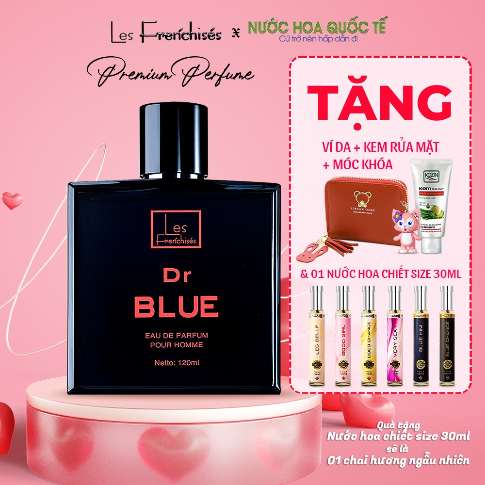 Nước hoa nam chính hãng thơm lâu, Dầu Thơm lịch lãm cho nam - Nồng độ EDP dung tích 120ml - Dr Blue 120ml Nuochoaquocte