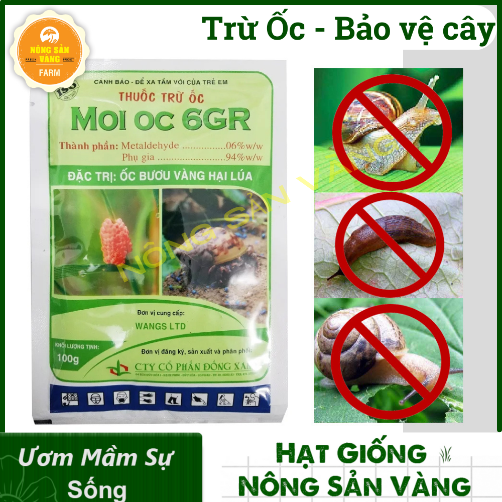 Bã Mồi Diệt Ốc -  Moi ốc 6g (Gói 100gr), trừ ốc sên và các loại ốc - Nông Sản Vàng