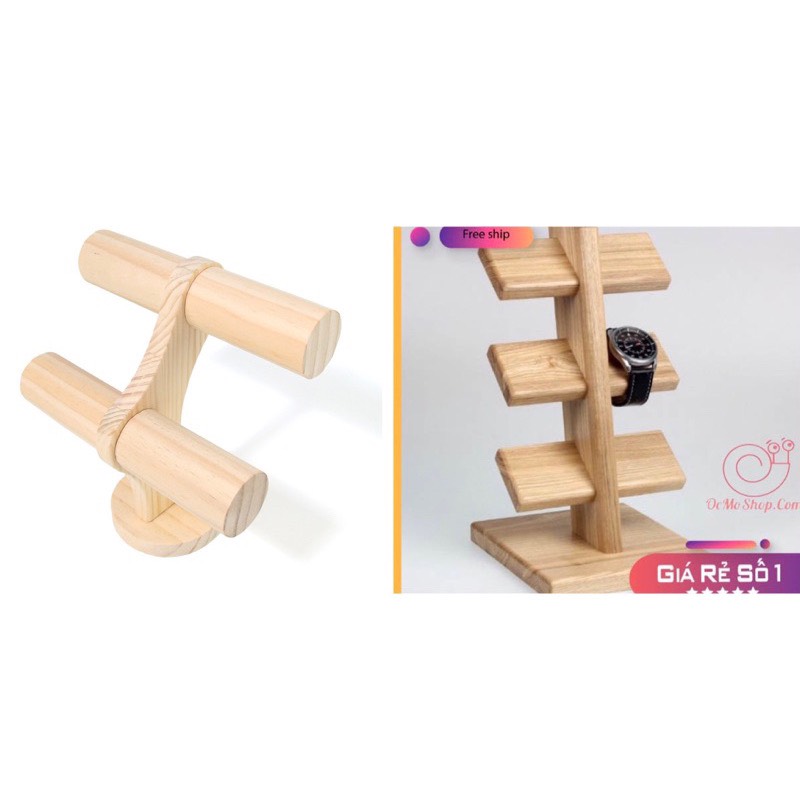 Giá treo đồng hồ, vòng tay 3 tầng để bàn đẹp và sang trọng bằng gỗ cao cấp