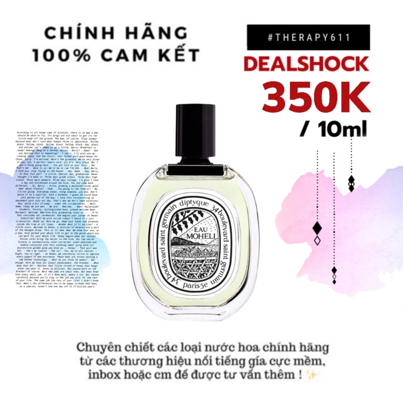 Mẫu thử nước hoa diptyque moheli edp tester 5ml/10ml/20ml