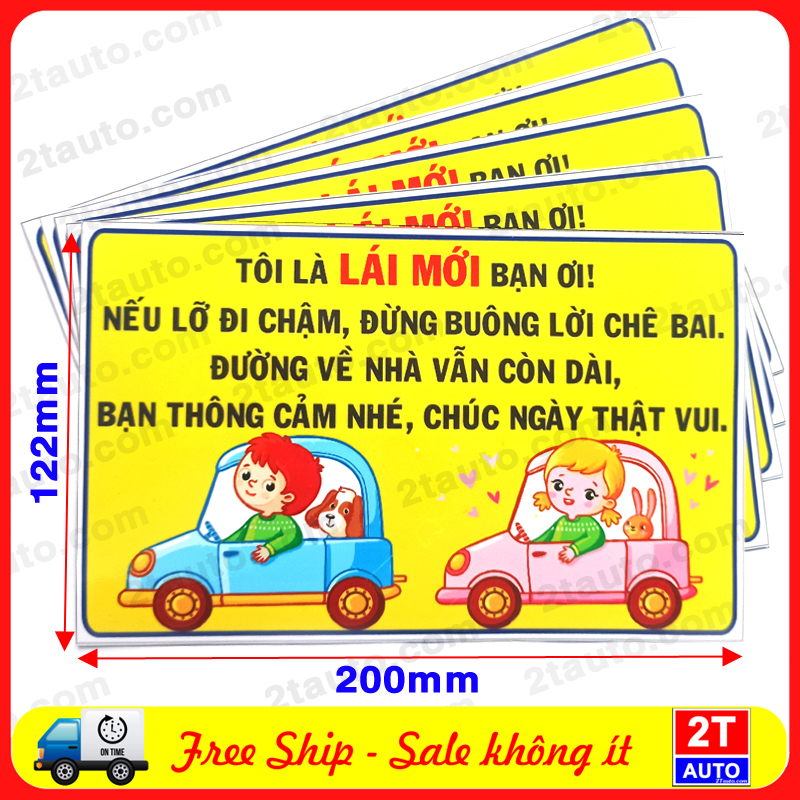 LOGO STICKER TEM XE LÁI MỚI XIN THÔNG CẢM TÀI MỚI XIN THÔNG CẢM LÁI MỚI ĐI CHẬM- LÁI MỚI BÀI THƠ NỀN VÀNG