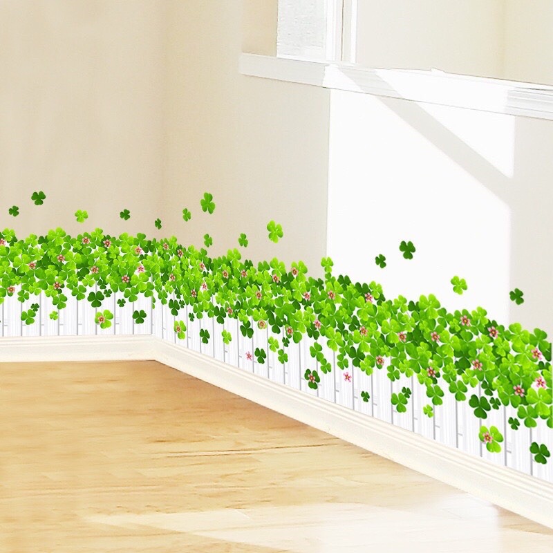 Decal dán chân tường cỏ bốn lá