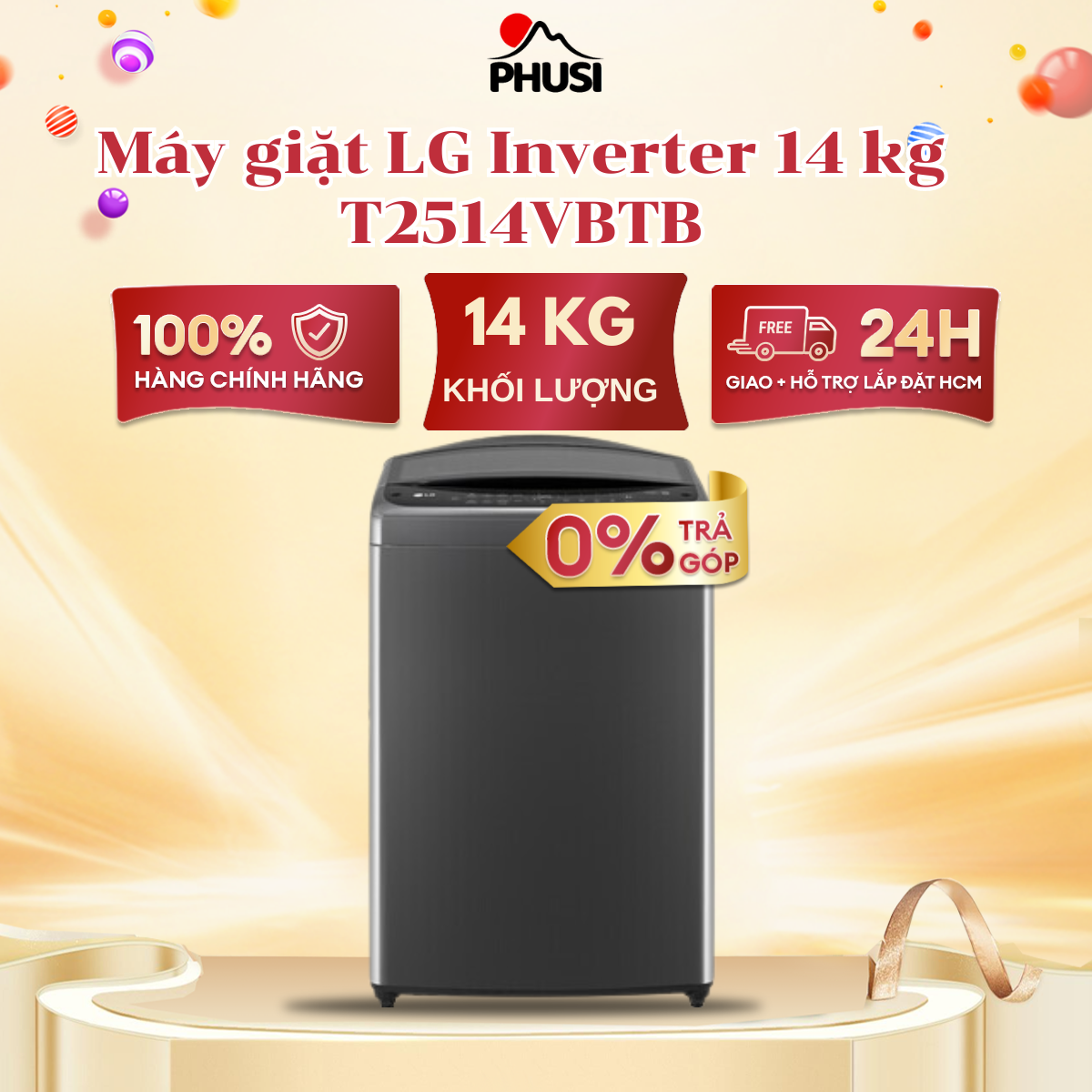 Máy giặt lg inverter 14 kg t2514vbtb - hàng chính hãng - miễn phí giao lắp hcm - hỗ trợ giao tỉnh