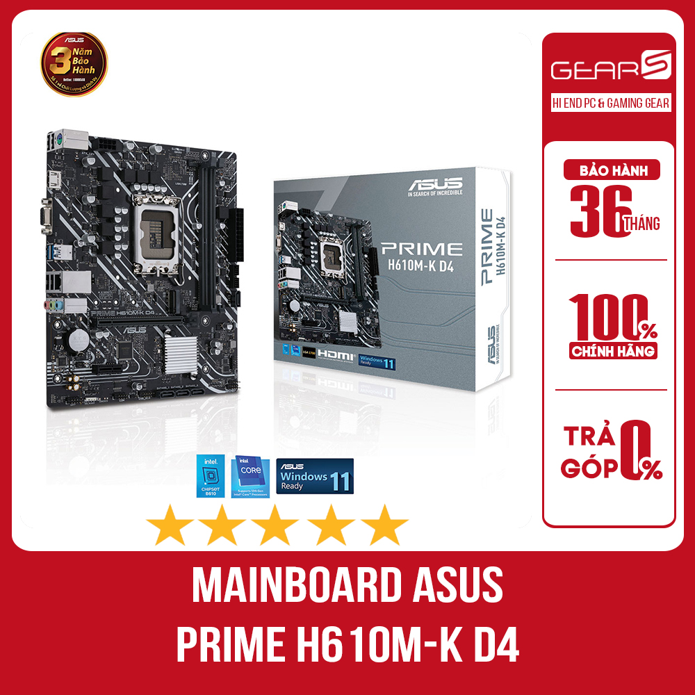 Mainboard asus prime h610m-k d4 - bảo hành 36 tháng