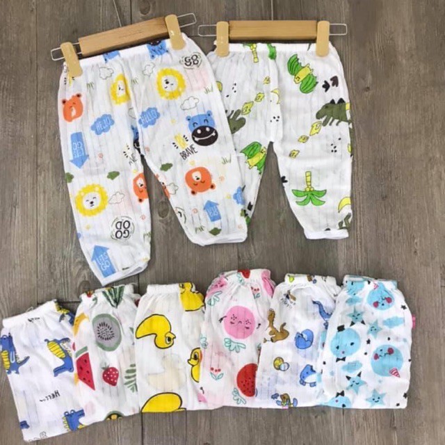 Combo 10 Quần Cotton Giấy Dài Cho Bé Trai, Bé Gái Từ 4-14kg, Quần Chục Đùi Cho Bé, Đồ Sơ Sinh