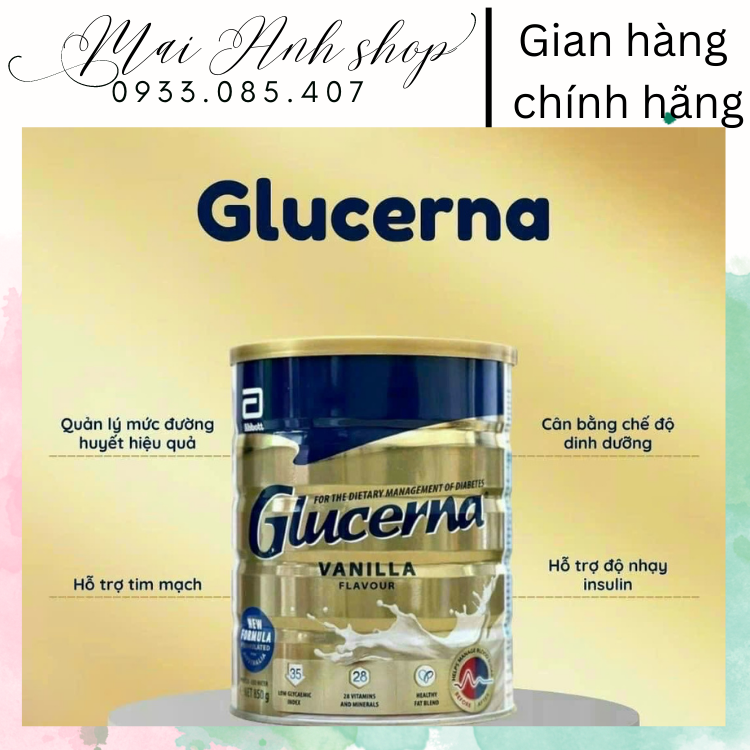 Sữa bột Glucerna Vanilla Úc MẪU MỚI cho người tiểu đường 850g