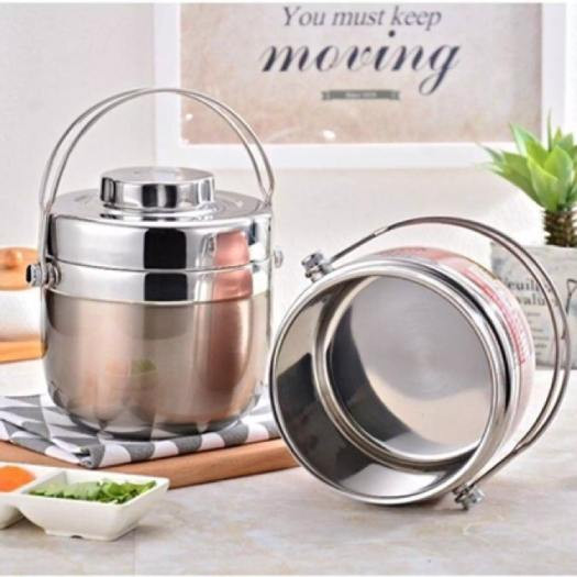 Hộp cơm giữ nhiệt dạng bom 2 ngăn 1.3l, camen bom hàn quốc 2 ngăn -cặp lồng bom xuất hàn 1,3l - camen giữ nhiệt xuất hàn- cà mên inox cao cấp -hộp đựng cơm- camen inox 1.3l