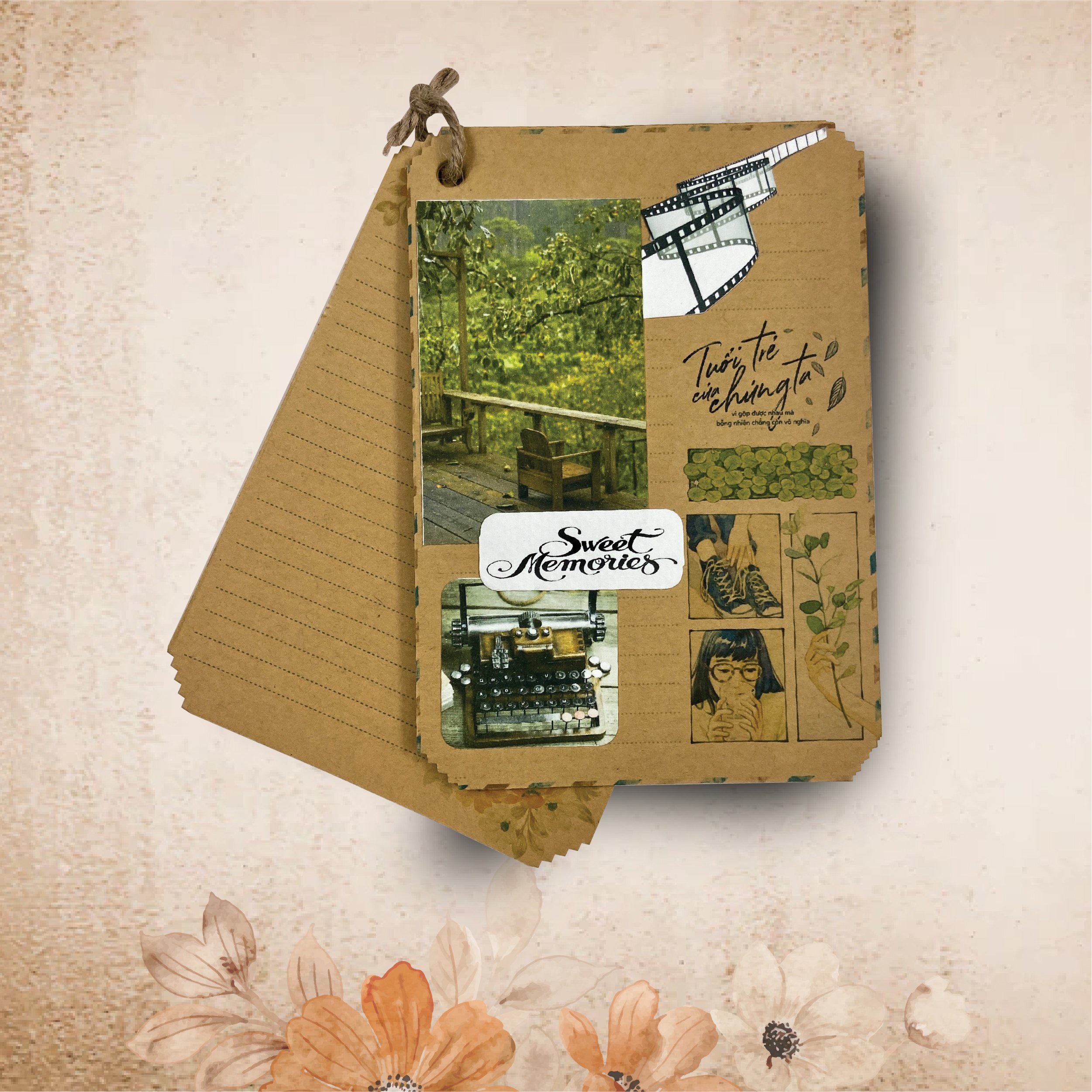 Thiệp handmade Sweet Moments, làm hoàn toàn thủ công 100%, chất kraft & craft.