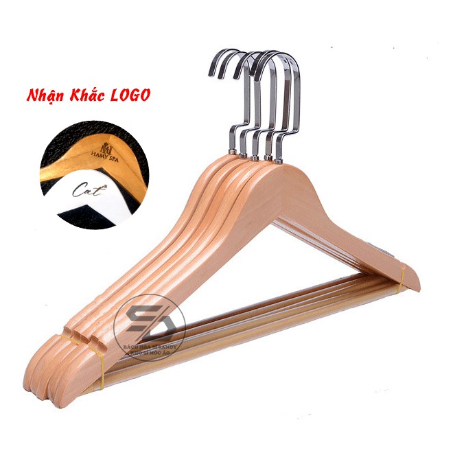 Móc gỗ treo quần áo - gỗ vàng thanh ngang 44.5cm