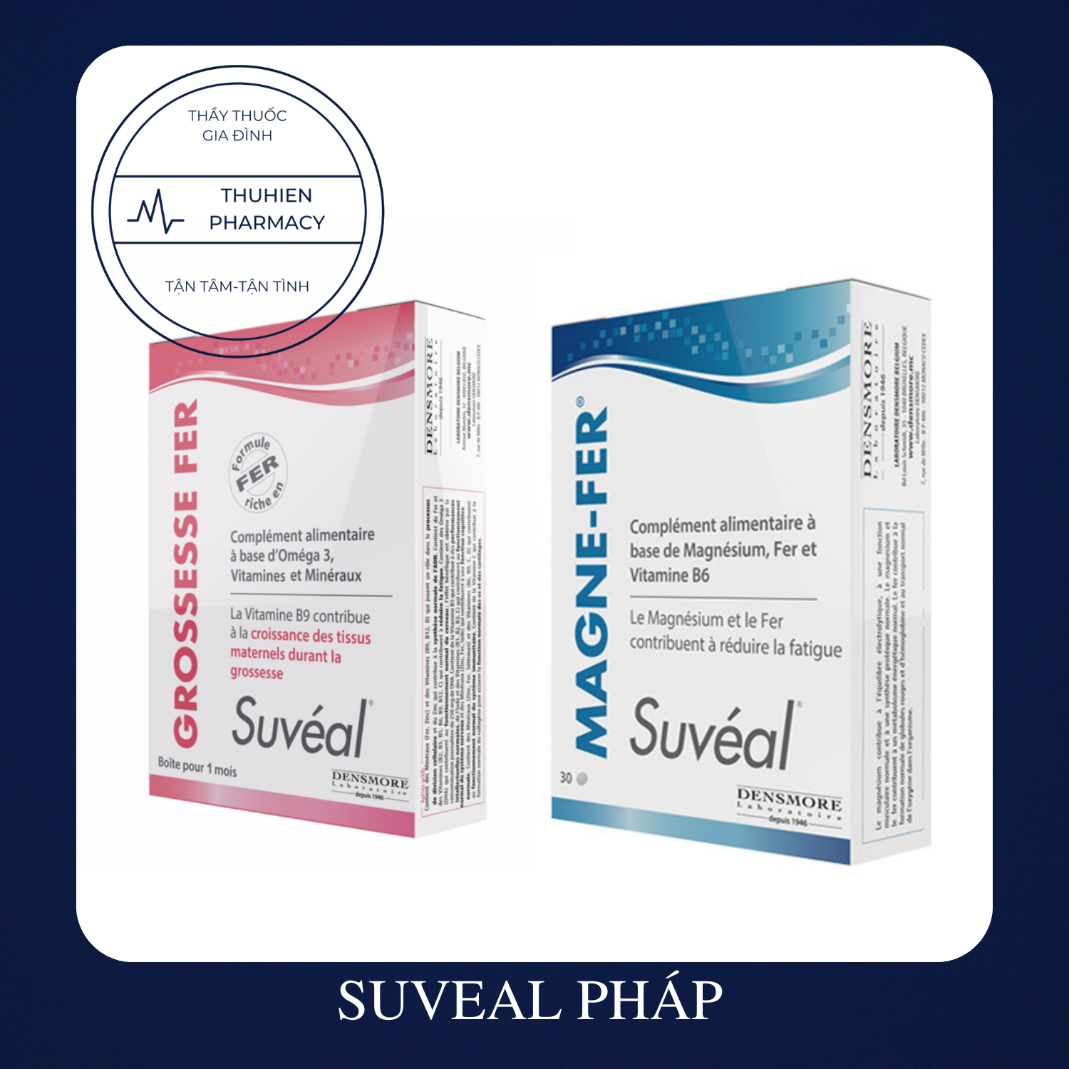 Suvéal Grossesse Fer, Suveal Magne Fer – Bổ sung Vitamin và Omega 3, DHA, Acid folic, Sắt cho phụ nữ có thai