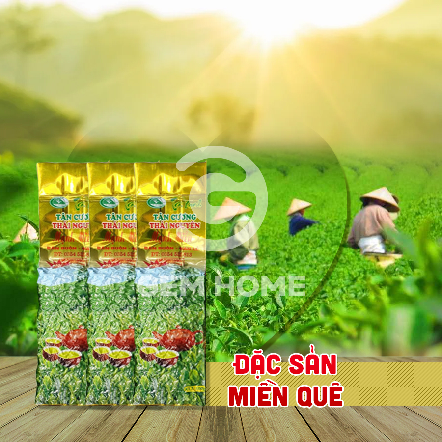 [HCM]Bộ 3 Gói Chè (trà) Tân Cương Thái Nguyên  thượng hạng đặc sản miền quê- 3 gói x100gr từ Gemhome.