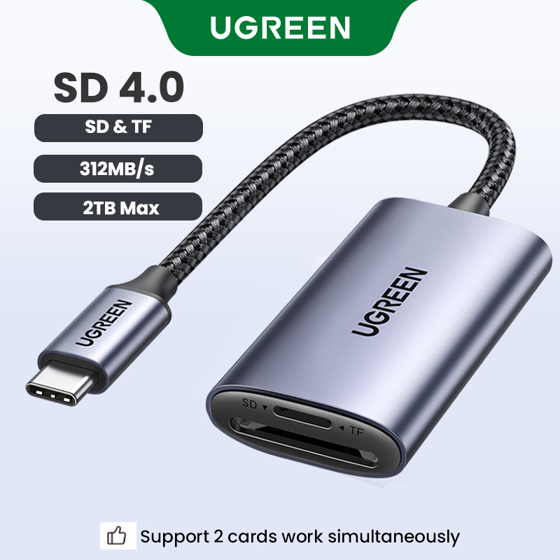 UGREEN SD4.0 USB C Đầu đọc thẻ SD, Đầu đọc thẻ Micro SD 2 trong 1 USB C, Đầu đọc thẻ nhớ cho TF SD Micro SD SDXC SDHC MMC RS-MMC Micro SDXC UHS-I Thẻ cho MacBook Pro, iPad Pro, iPad air, Samsung ngân hà Model:15251