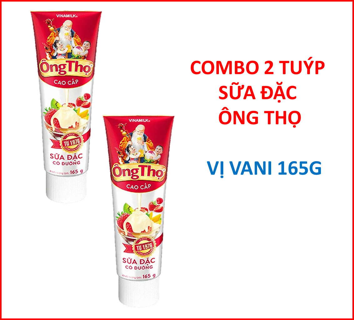 Combo 2 Tuýp Sữa đặc Ông Thọ vị vani/socola/dâu 165g