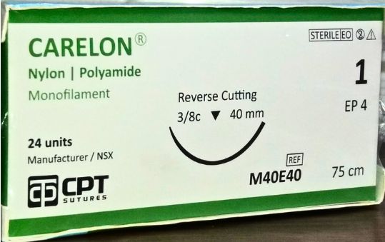 Chỉ phẫu thuật CARELON Nylon 1, hộp 24 tép. M40E40