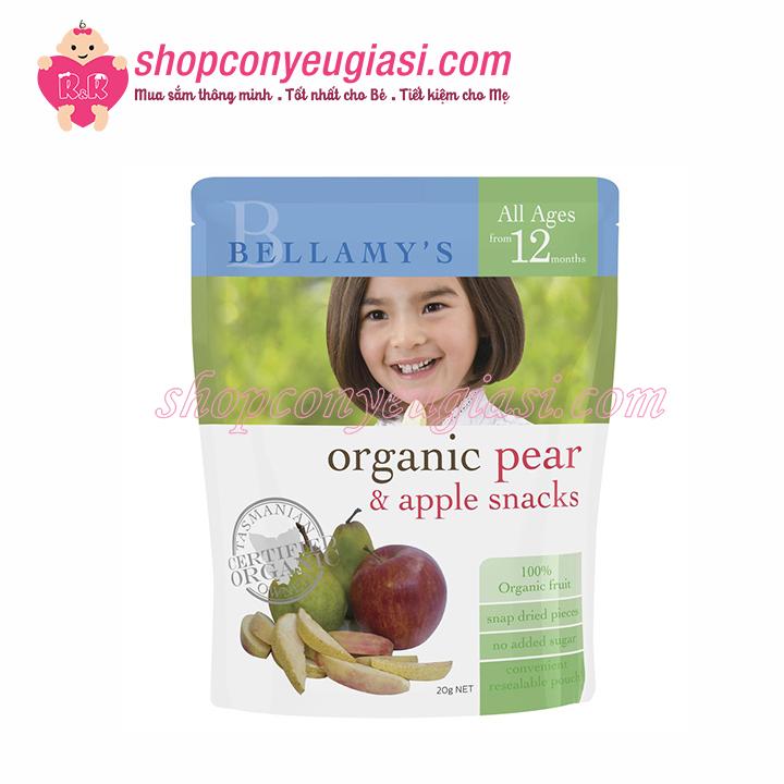Snacks vị lê và táo hữu cơ bellamys organic - 20g