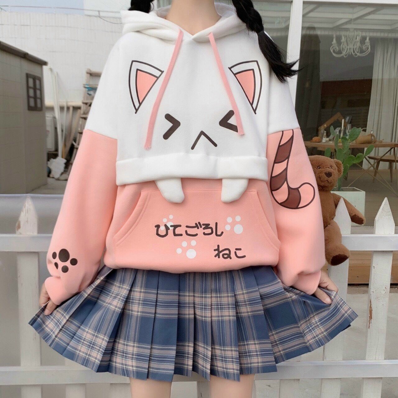 [HCM]ÁO HOODIE NAM NỮ MÈO TAI THỎ SWEATER FORM RỘNG CHẤT NỈ DÀY DẶN ẤM ẤP PINK SHOP