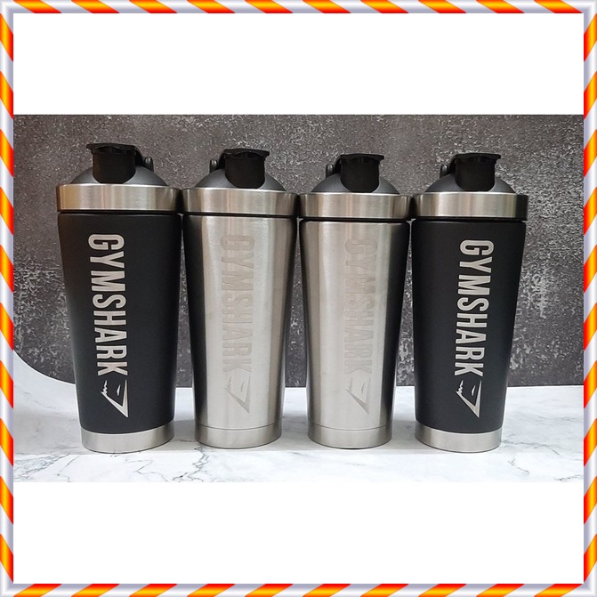 [2 lớp giữ nhiệt] Bình Lắc Shaker Tập Gym - Chai Nước Inox Gym Shark Giữ Nhiệt KINGDOM SPORT