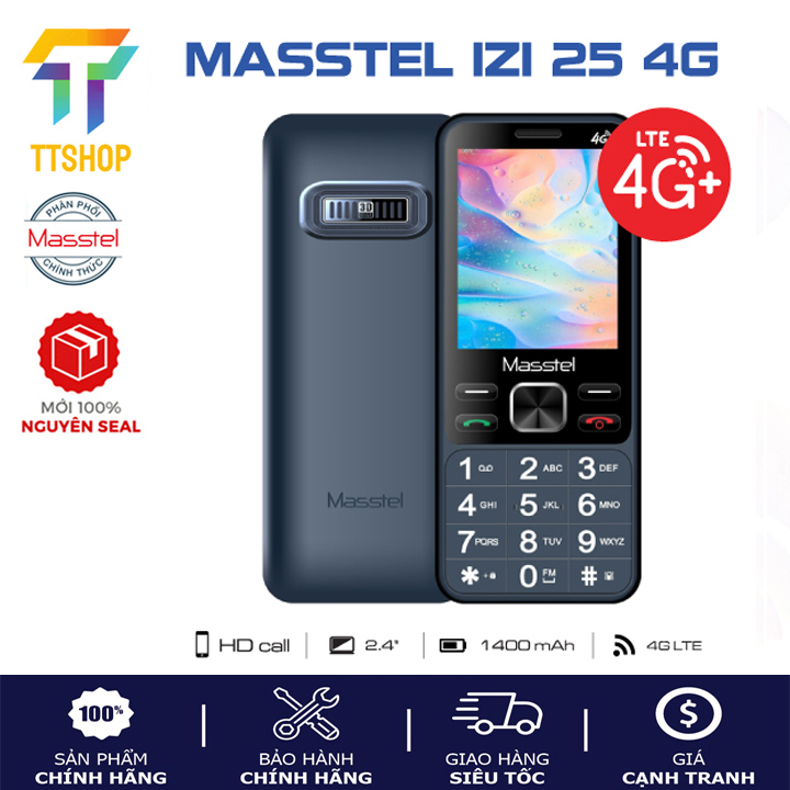 Điện thoại masstel izi 25 4g , màn hình lớn - hàng chính hãng