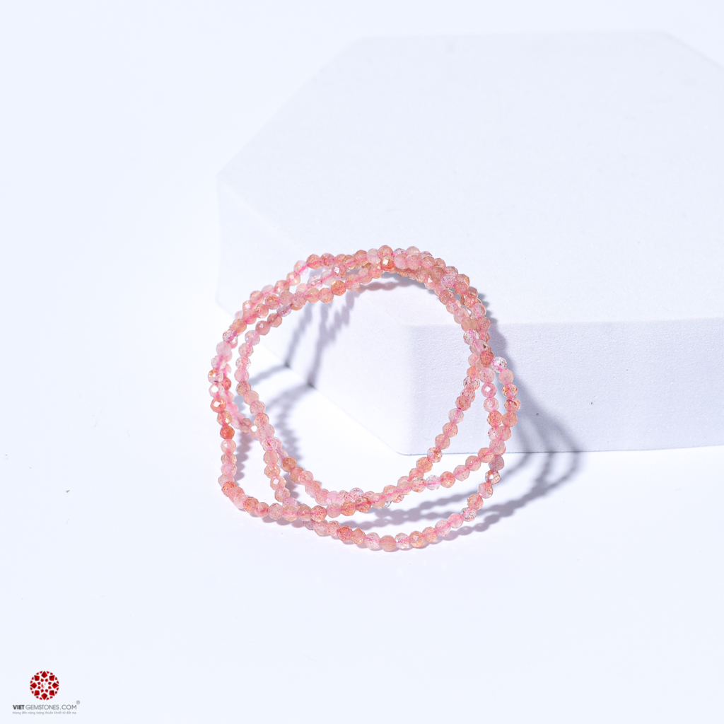 [HCM]Vòng tay phong thủy đá mặt trời (Sunstone) 5mm kiểu mài facet quấn 3 lines thời trang - Hợp mệnh Hỏa Thổ | VietGemstones