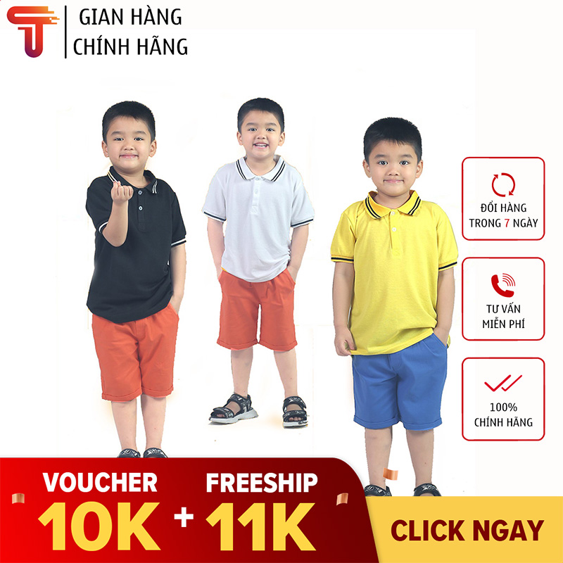 TANOSA Áo Polo trơn cho bé trai 8-25kg