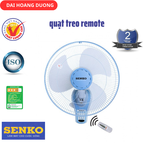 Quạt treo tường SENKO điều khiển từ xa (remote) , hàng chính hãng, bảo hành 24 tháng