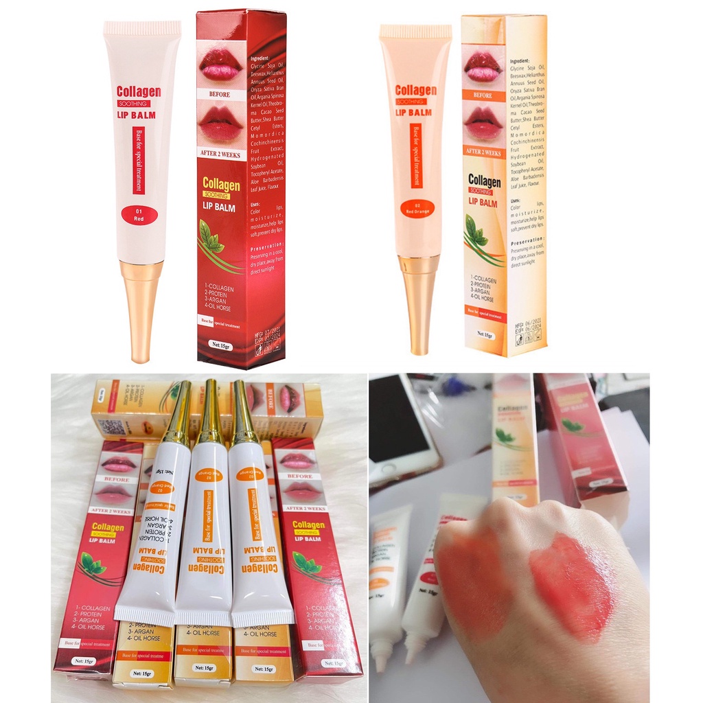 Dưỡng Collagen Lip Balm dưỡng kích màu môi dưỡng ẩm chống nhăn chống khô môi dùng sau phun xăm 15g
