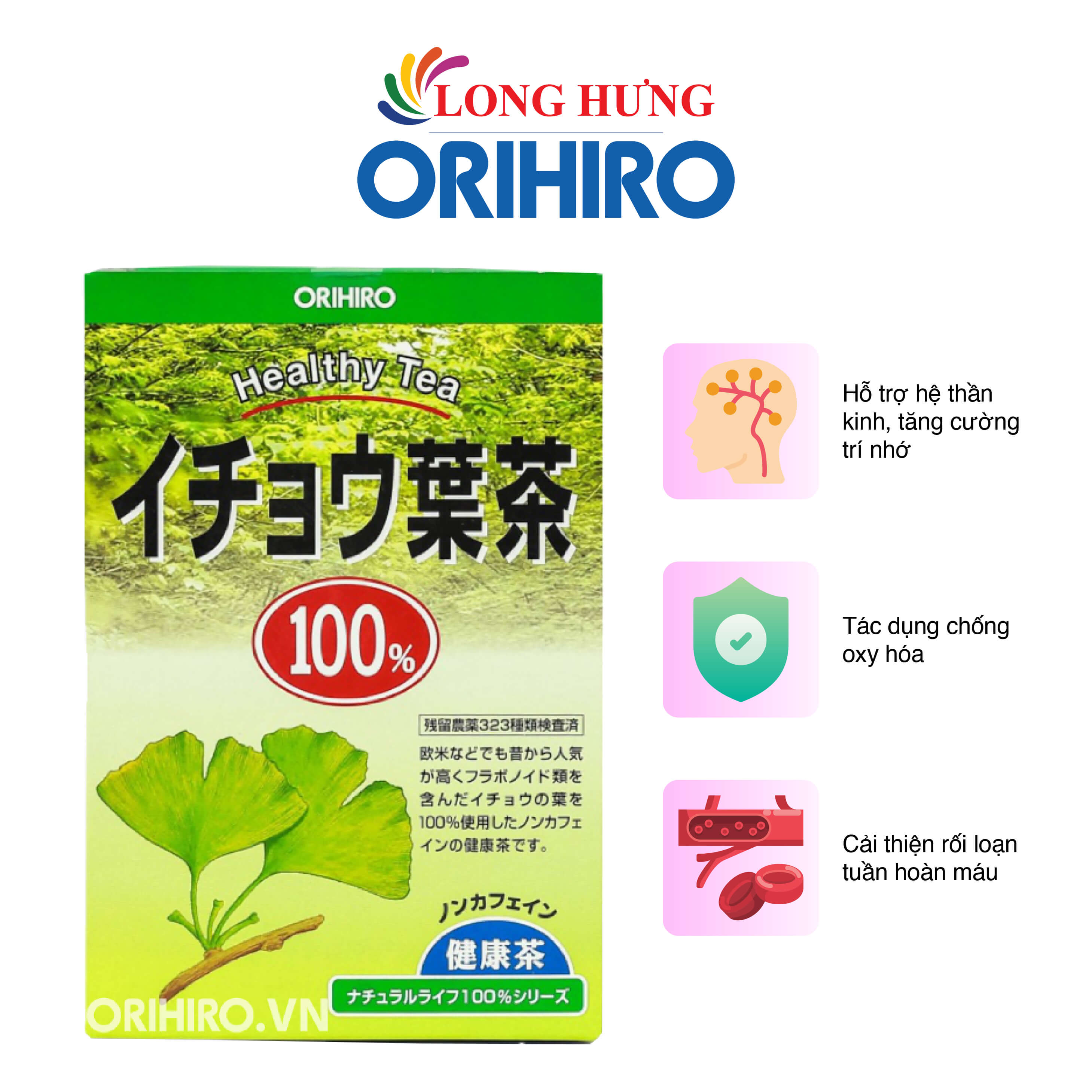 Trà lá bạch quả Orihiro hỗ trợ cải thiện trí nhớ 26 gói