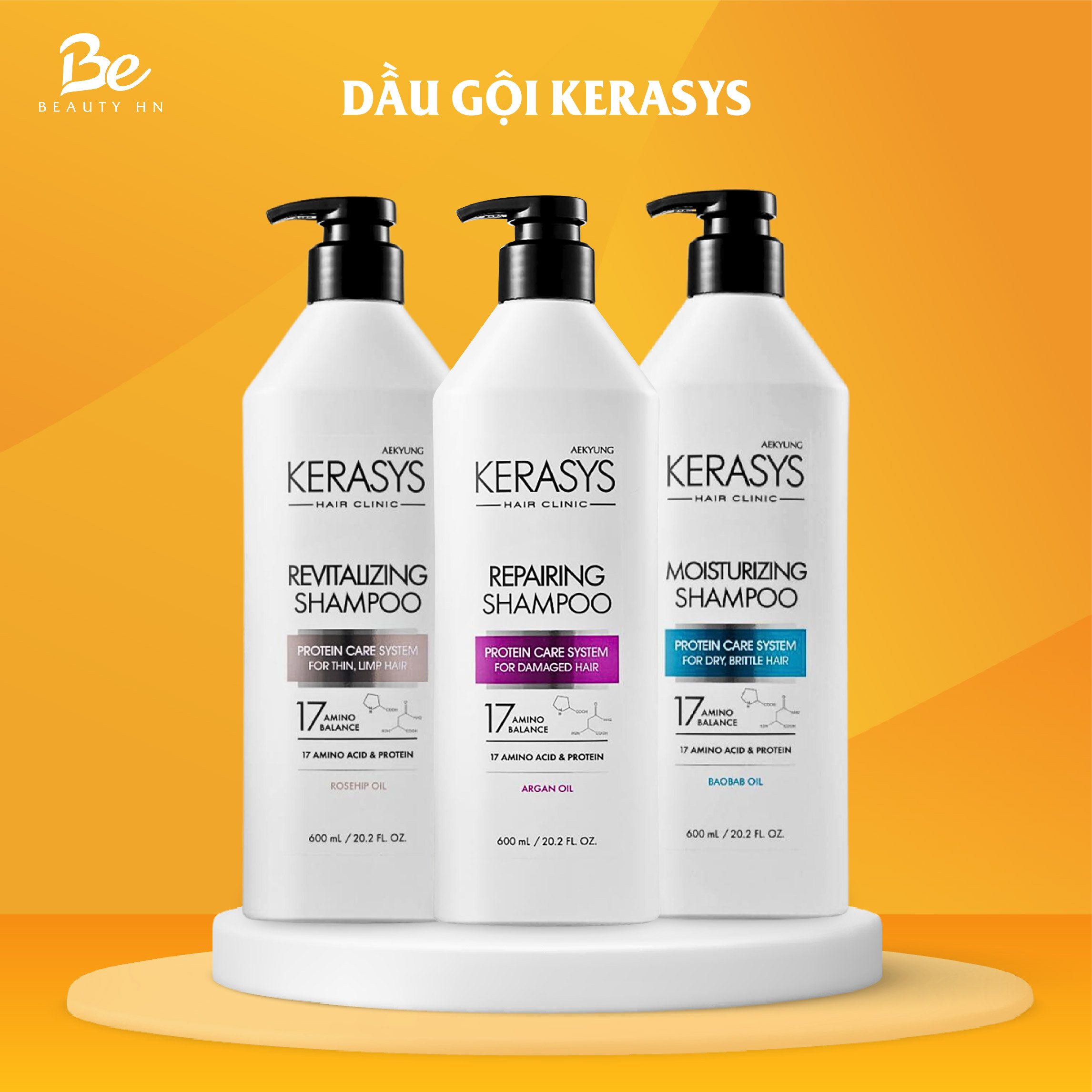 Dầu gội Kerasys Hàn Quốc phục hồi, nuôi dưỡng và cân bằng độ ẩm cho tóc yếu, hư tổn, khô xơ 600ml