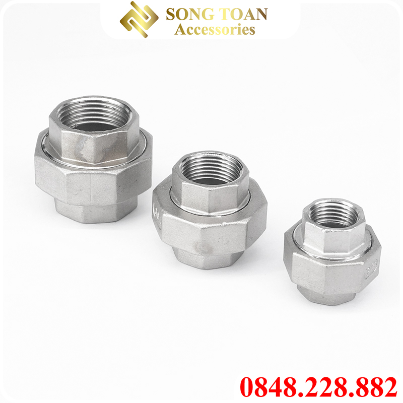 Rắc co ren Inox 304, khớp nối sống inox - Chất liệu Inox Siêu bền