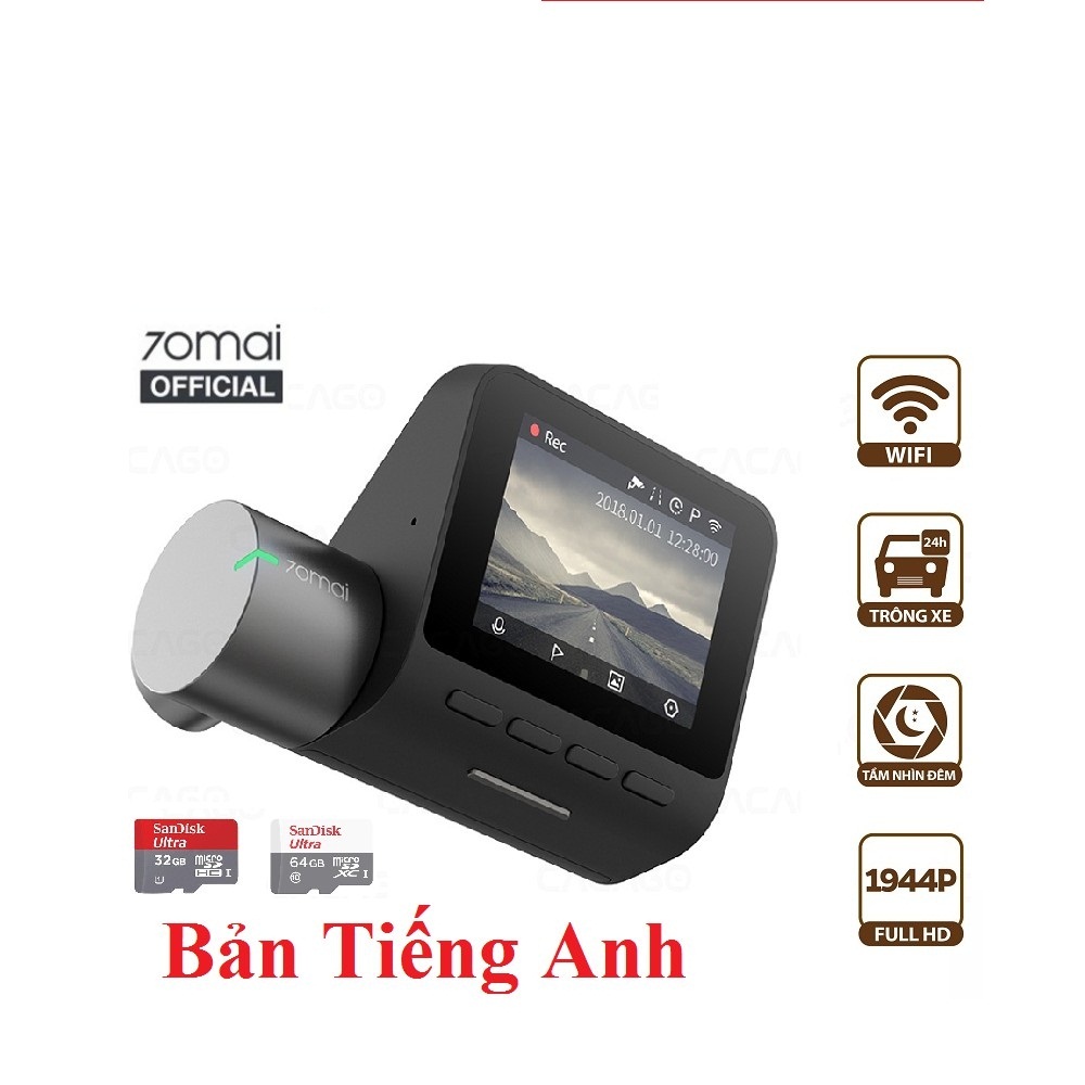 [BẢN QUỐC TẾ] Camera hành trình 70mai Pro có kèm màn hình hiển thị - Module G PS Độ phân giải 5MPx | Giám sát đỗ xe Dash cam Pro | CÔNG NGHỆ SỐ