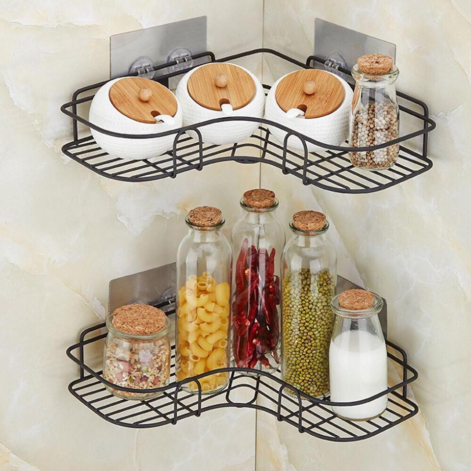 - kệ gắn tường bằng sắt ko gỉ tiện dụng 26x26.7x6cm - kệ góc dán tường inox 304 siêu chắc, giá treo đồ nhà tắm, nhà bếp đa năng -inox, dễ dàng sử dụng