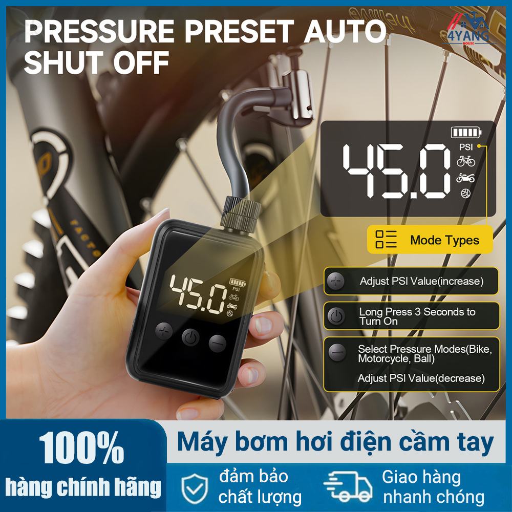 【Fast Shipping】Portable Air Compressor, Mini Rechargeable Electric Car Compressor Pump, 150Psi Air Pump with Digital Display, for Motorcycles, Bicycles and Balls Giá 730,000 Đồng*Miễn phí vận chuyển