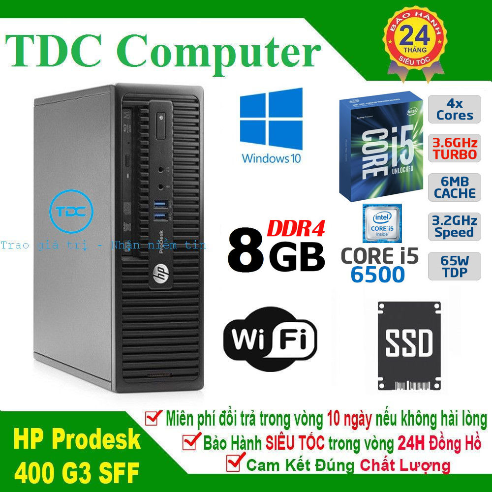 Case máy tính để bàn hp prodesk 400 g3 sff main h110 cpu core i5 6500 ram 8gb ssd 240gb. hàng nhập khẩu.