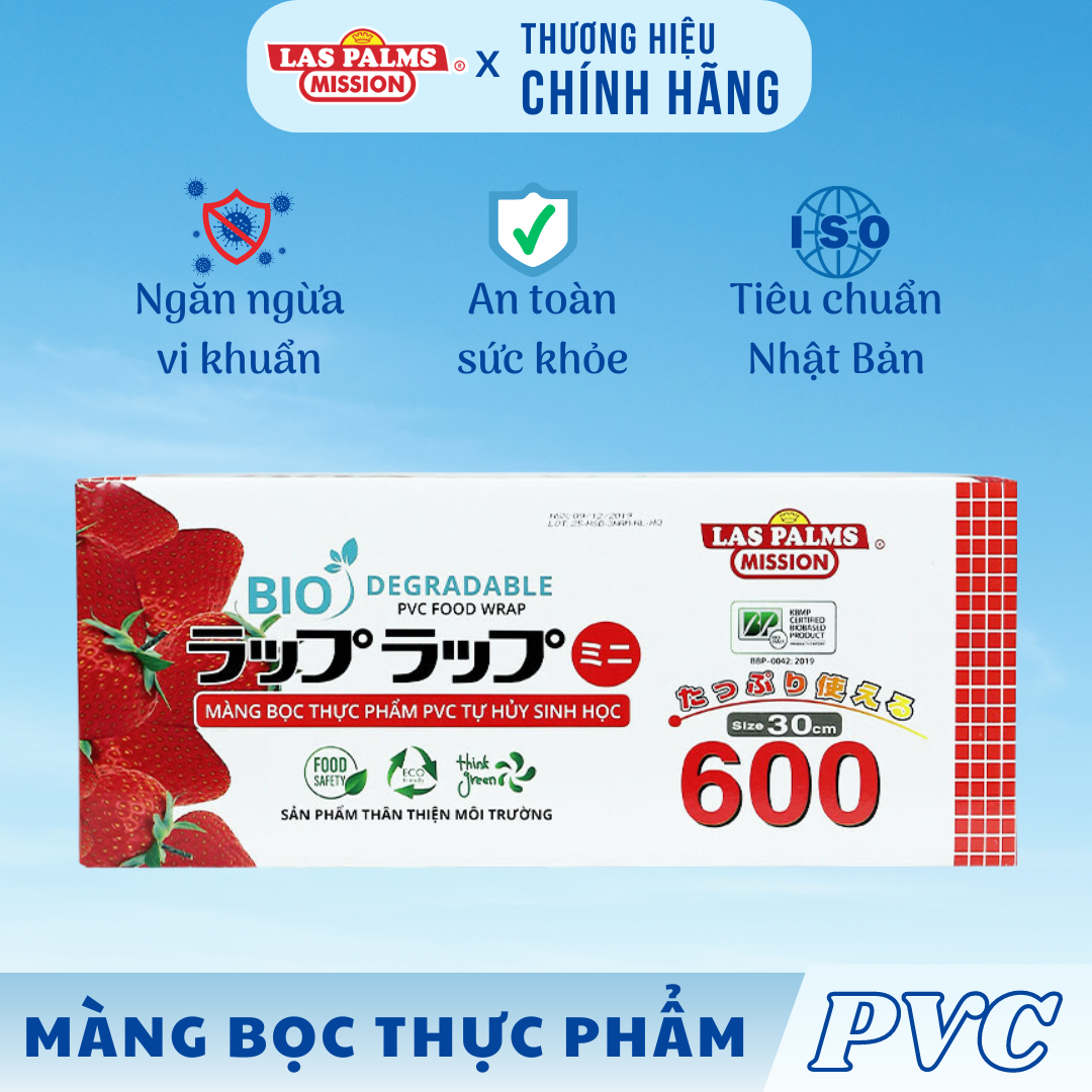 Màng bọc thực phẩm Las Palms tự hủy sinh học Moriitalia 30cmx150/300/500m MBTP00006361 - An toàn sức khỏe - Ngăn ngừa vi khuẩn