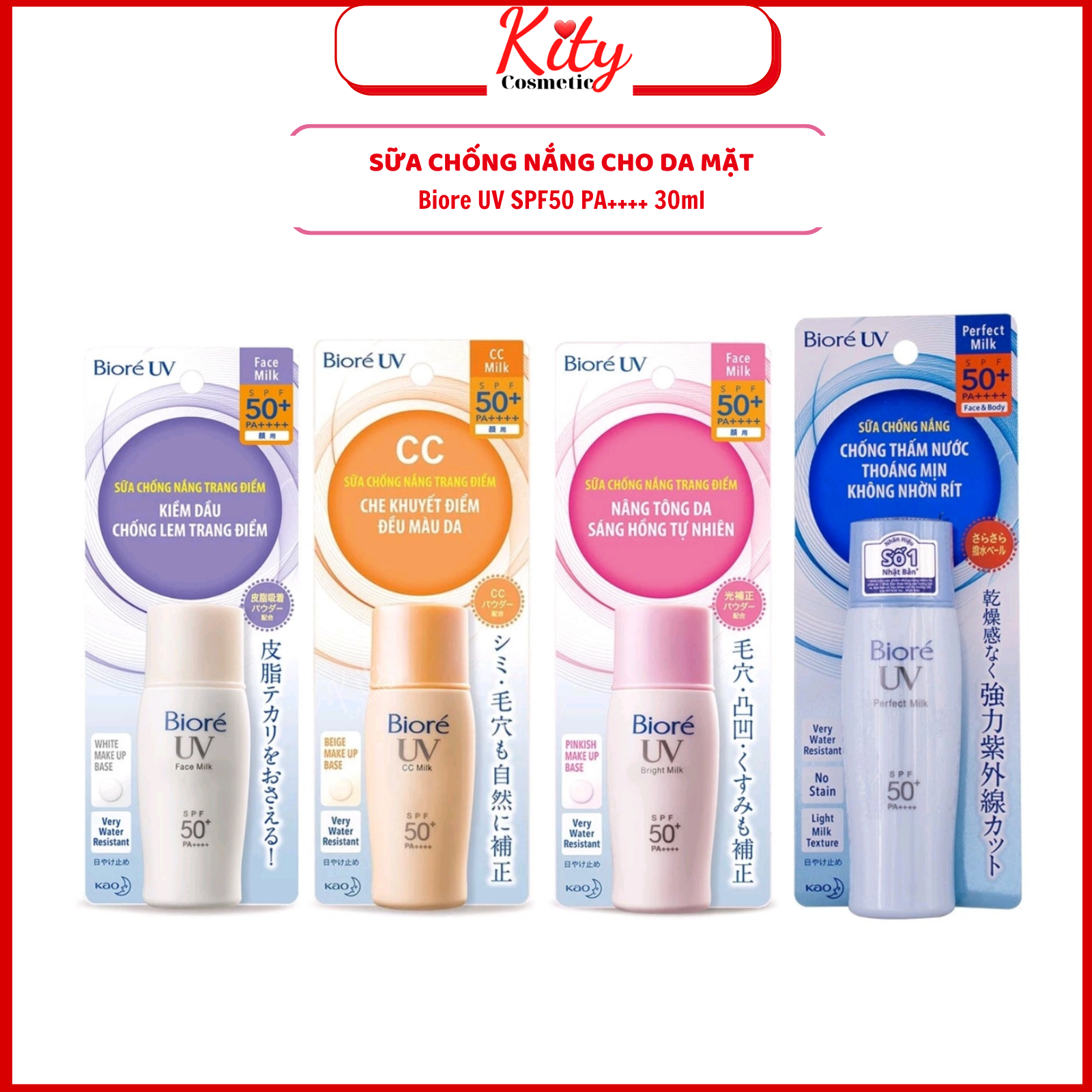 Sữa Chống Nắng Biore UV SPF50 PA++++ 30ml Chính Hãng Công Ty