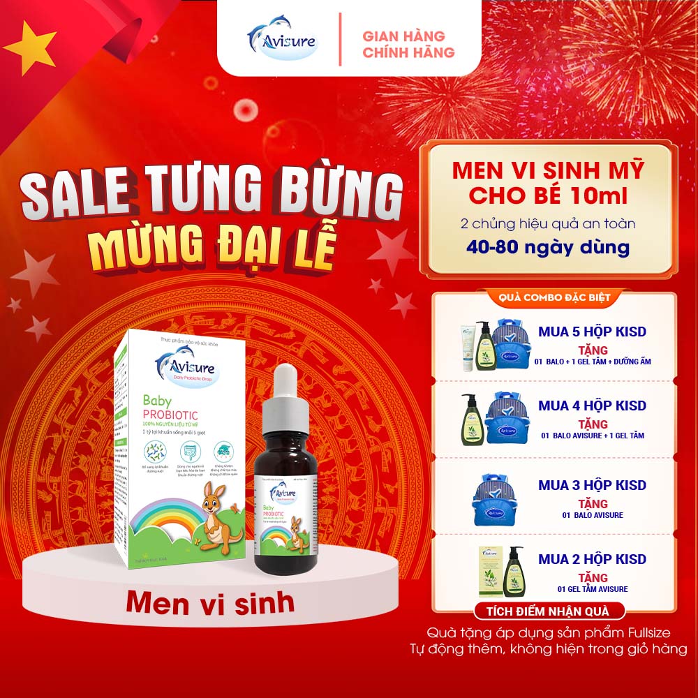 Men vi sinh Avisure Probiotic lợi khuẩn tiếu hóa tốt giúp bé ăn ngon tăng cường đề kháng 20ml