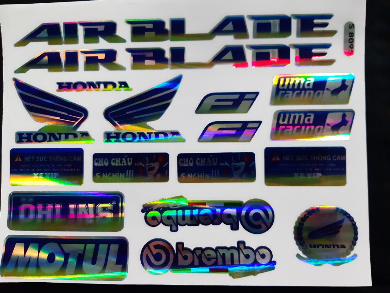 BỘ TEM LOGO HONDA AIR BLADE (MÀU TIAN) 7 MÀU VÀ THƯƠNG HIỆU KHÁC