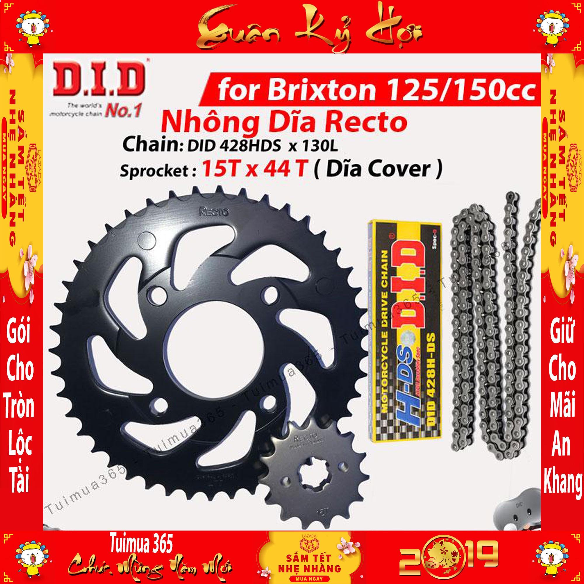 [HCM]Nhông sên dĩa DID Brixton 125/150cc – Sên Đen 130L 10ly DID HDS ( Thái Lan 15T x 44T )
