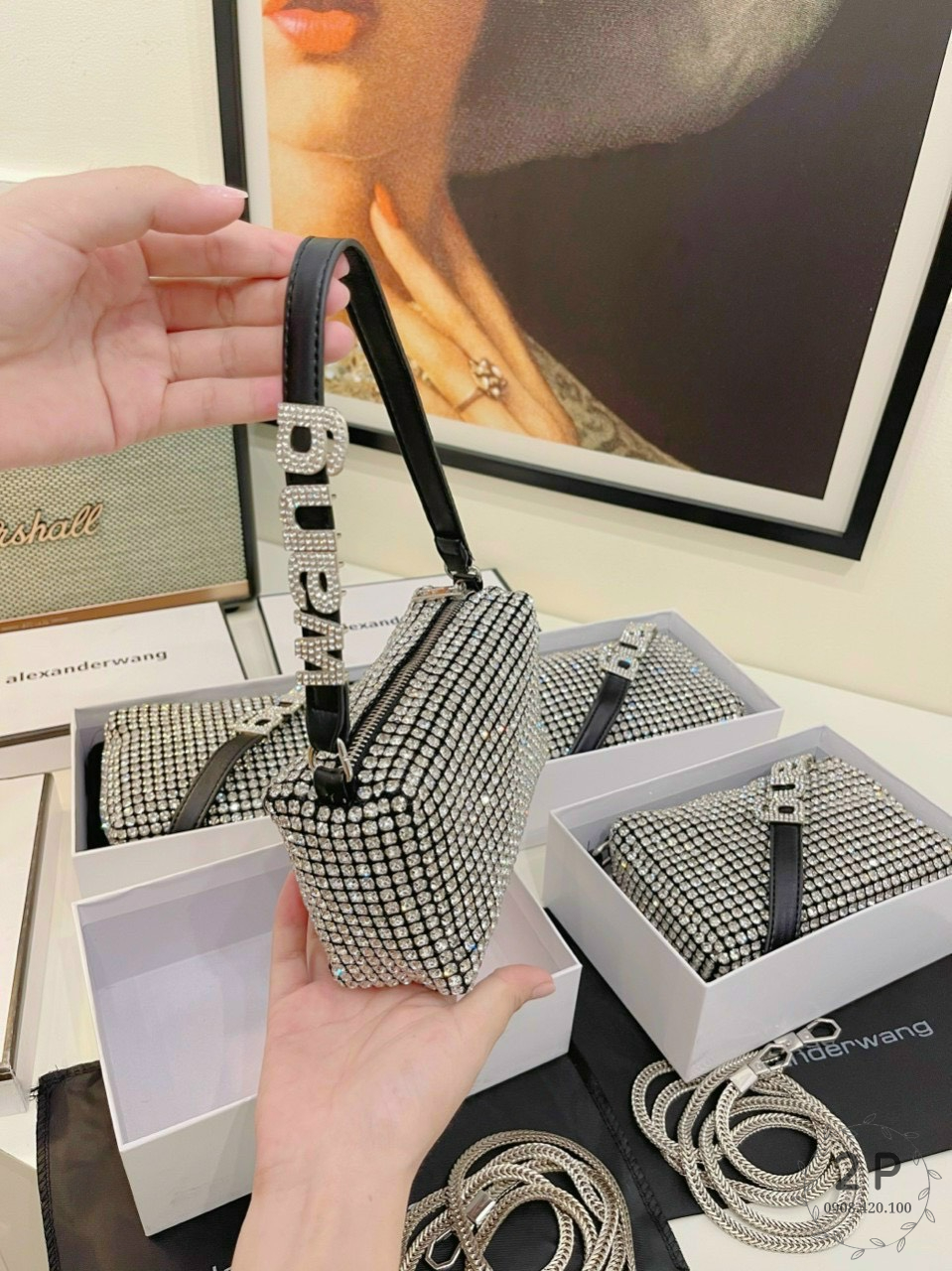 Túi đính đá Wang FULLBOX lấp lánh sang chảnh Siêu hot