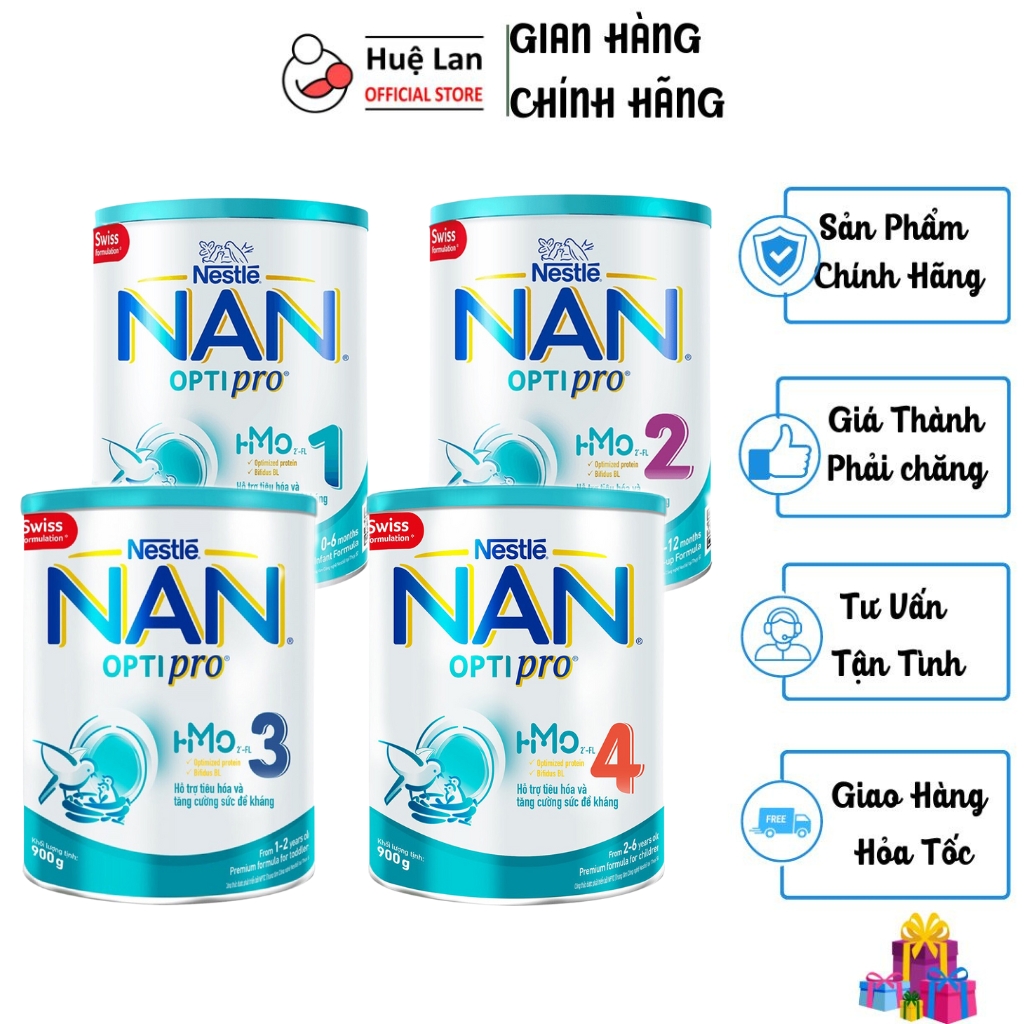Sữa Bột Nestlé NAN Optipro HMO 1 2 3 4 - Hộp 900g - huelanofficial