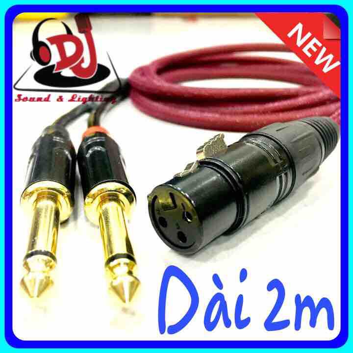 Dây âm thanh jackCanon chia 2 đầu 6.3mm Jack chiacanon cái ra 6 ly Jackcanon Jack 6.35mm Jack 6.5 ly dài 02 mét