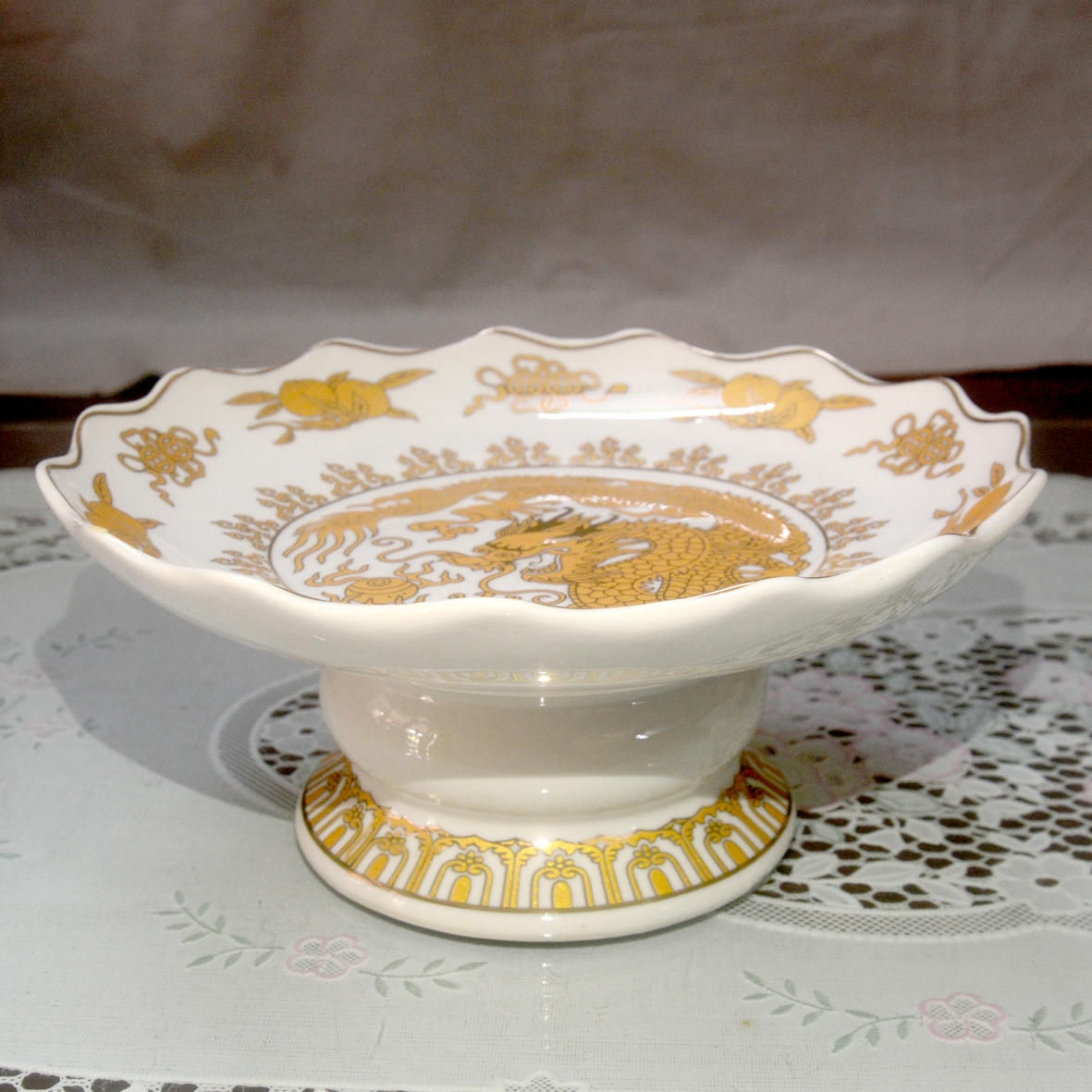 [HCM]Dĩa trái cây thờ cúng bàn thờ rồng vàng