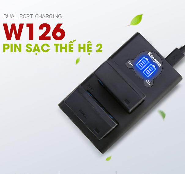 Bộ 2 pin sạc fujifilm np-w126 v2 kingma