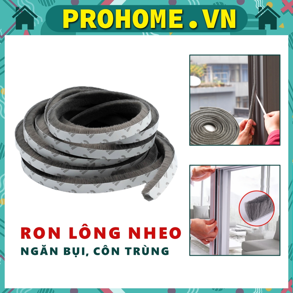 Ron Lông Nheo 9x9mm, Gioăng Sợi Lông Nheo Dán Khe Hở Khung Cửa Ngăn Bụi Côn Trùng