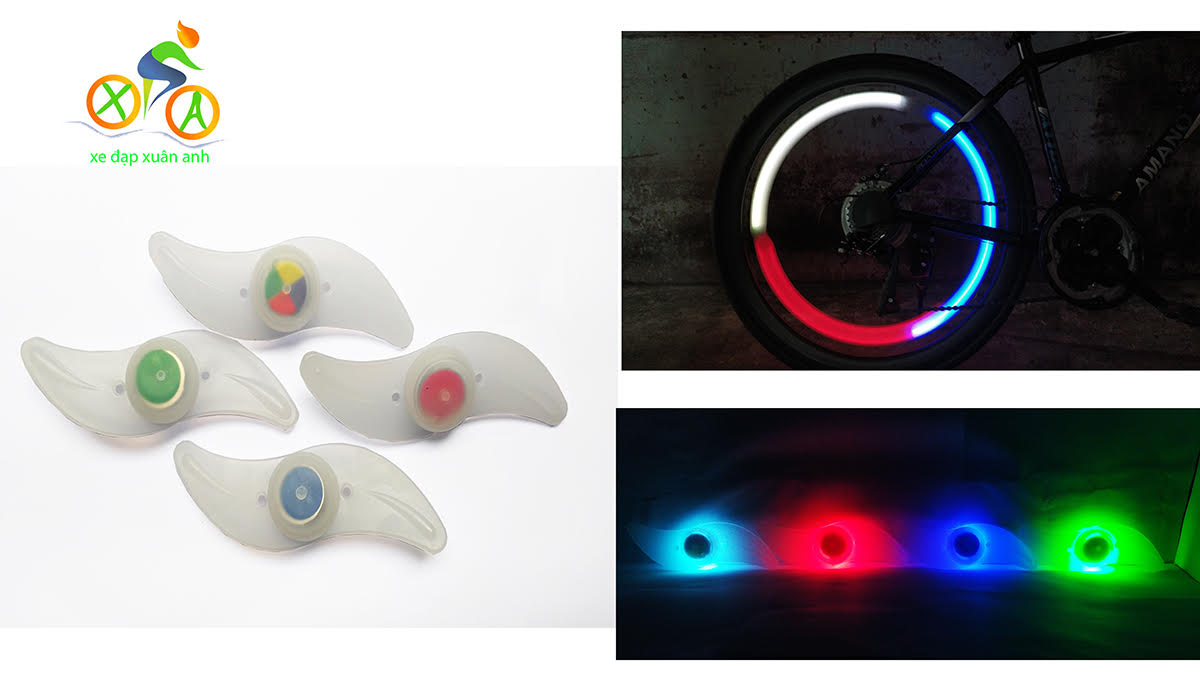 Đèn led gắn bánh xe đạp phát sáng 3 chế độ