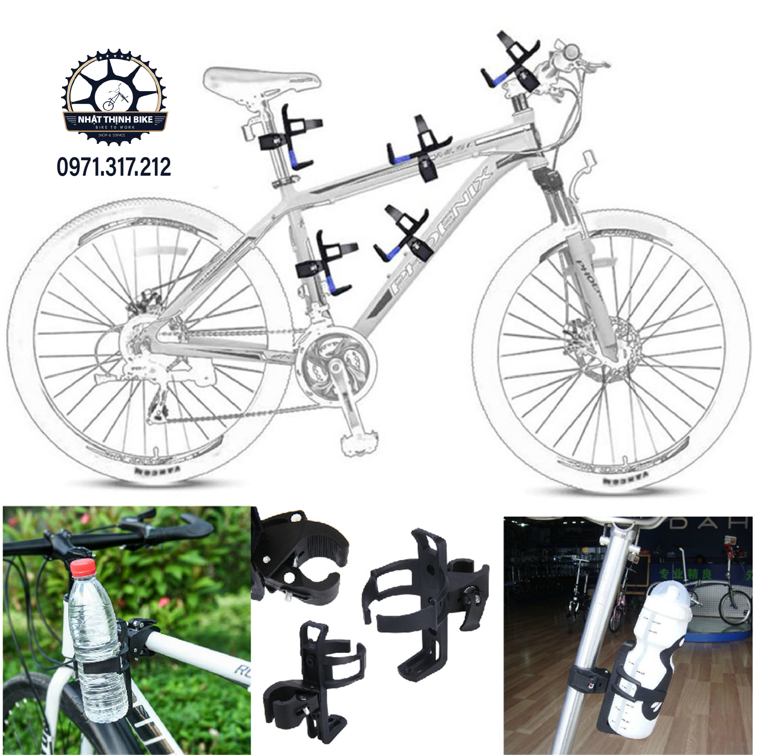 Giá đỡ bình nước xe đạp giá treo bình nước xe đạp xoay 360 độ không cần lắp ốc