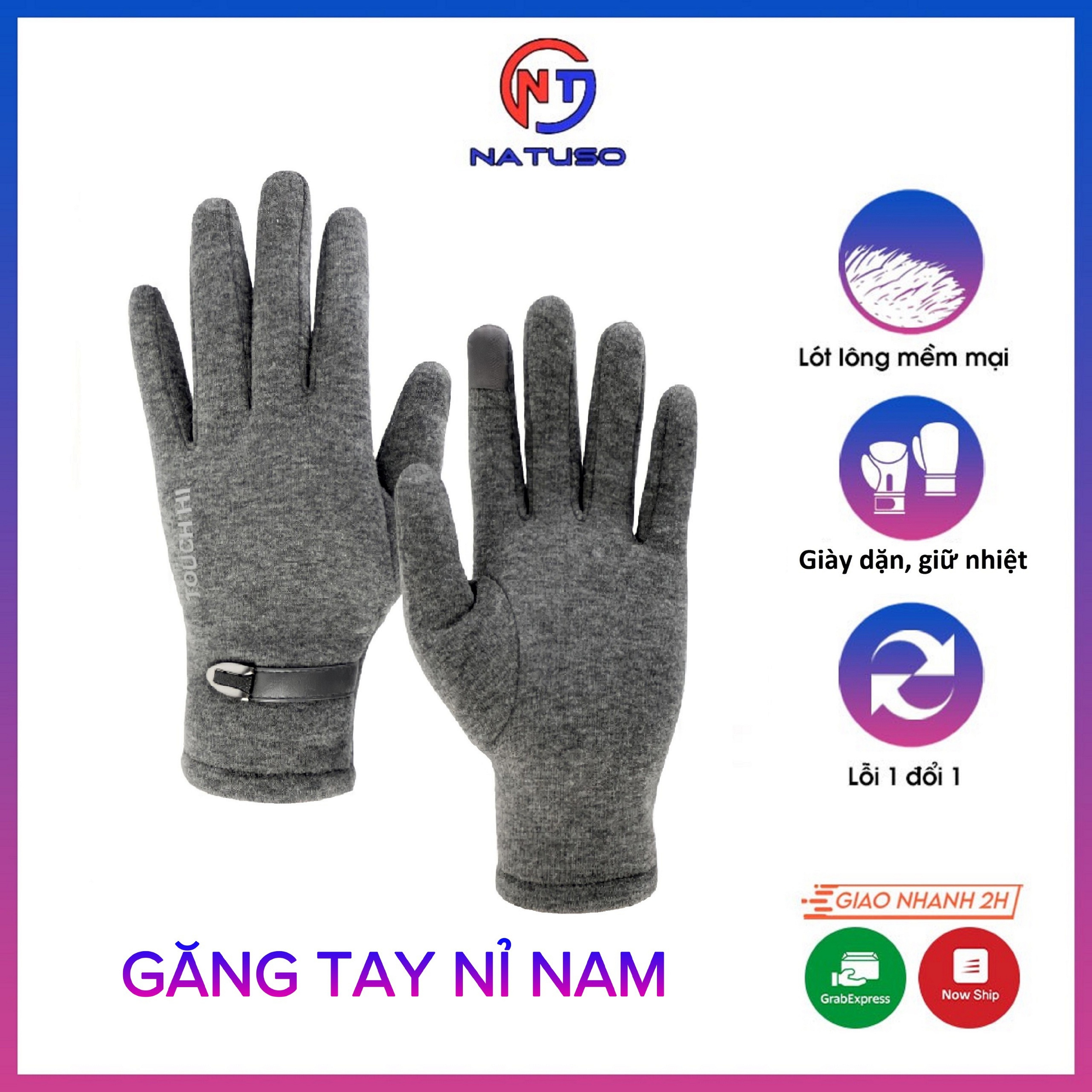 Găng Tay Nam Chất Nỉ Lót Lông Giữ Ấm Thời Trang Ms583 – Bao Tay Nỉ Cảm Ứng Điện Thoại Chống Thấm Giữ Nhiệt Tốt