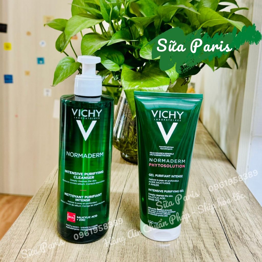 Sữa Rửa Mặt Vichy Normaderm Phytosolution Intensive Purifying Gel 400ml dành cho da dầu- da mụn- Hàng có bill