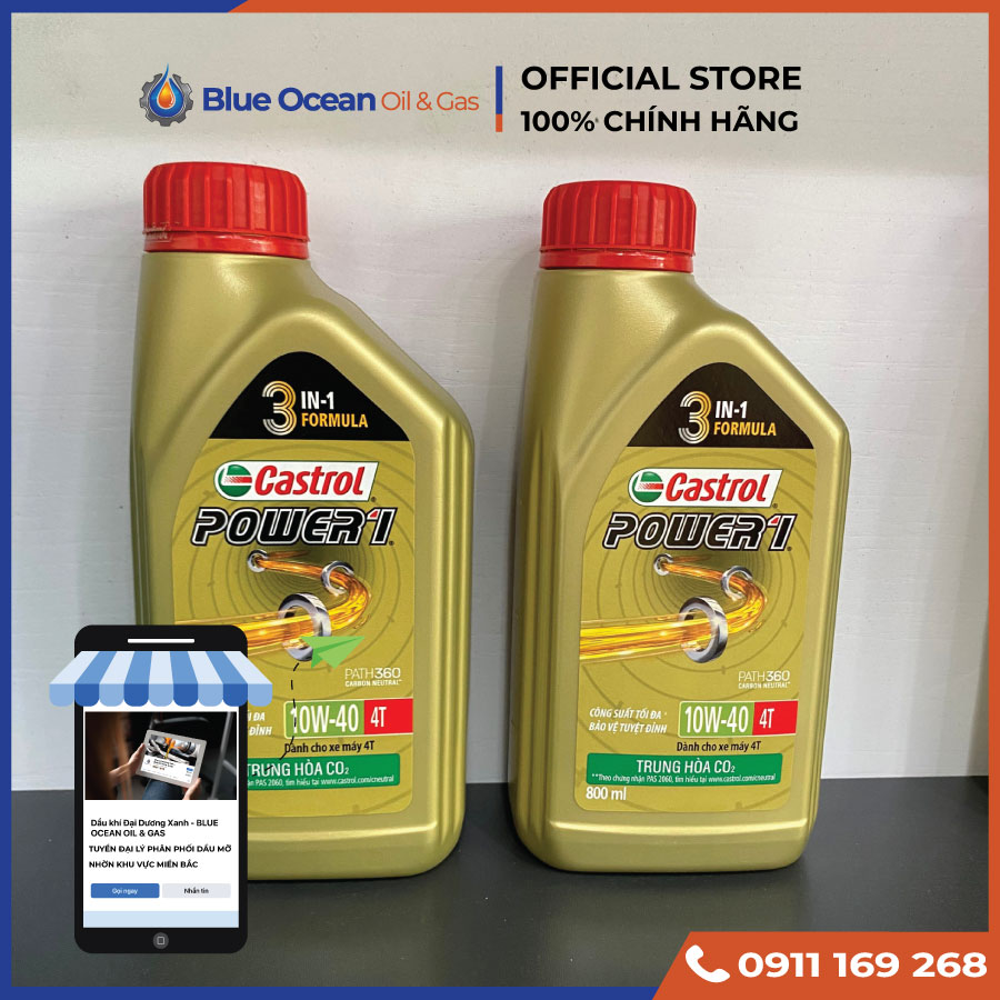 Dầu nhớt xe số castrol power 1 4t 10w40 800ml
